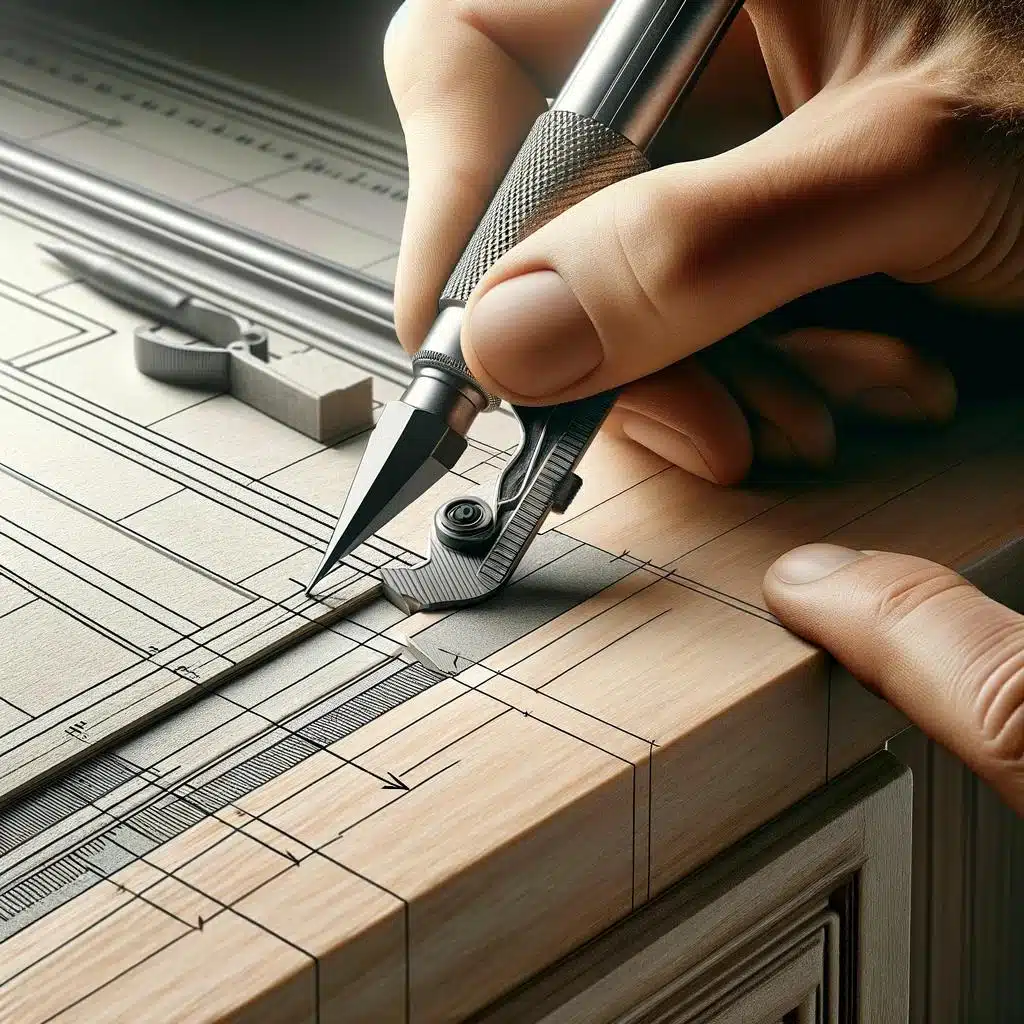 A detailed image of a scriber tool being used
